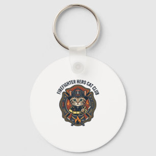Porte-clés T-shirt graphique chat héros pompier - Pompiers