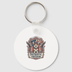 Porte-clés T-shirt graphique vectoriel Corgi patriotique_1