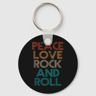 Porte-clés T-shirt Peace Love Rock N Roll Rock de groupe Vint
