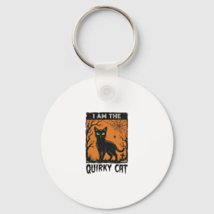 Porte-clés T-Shirt Quirky Cat Halloween Gravure Vintage Des