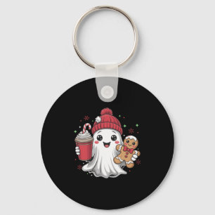 Porte-clés T-shirt rétro fantôme Noël vacances Xmas café G