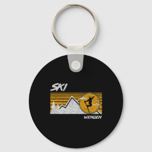 Porte-clés T-shirt Ski Wengen Retro Suisse Skiing 