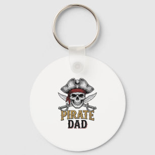 Porte-clés T-shirt vintage gravure crâne épée Papa pirate_1