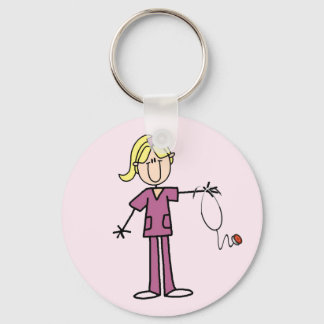 Porte-clés T-shirts Blond Female Stick Figure Nurse