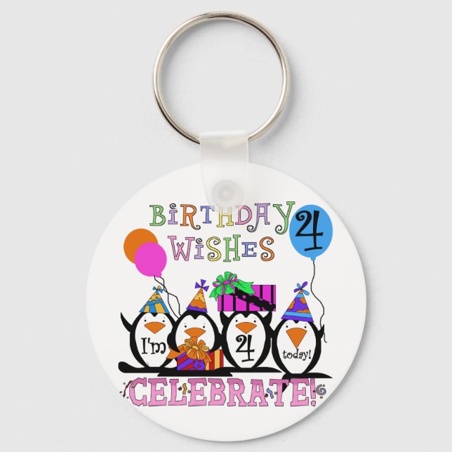 Porte-clés T-shirts et cadeaux de 4ème anniversaire de Pengui (Recto)