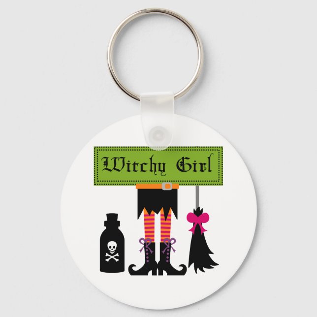 Porte-clés T-shirts et cadeaux d'Halloween Witchy Girl (Recto)