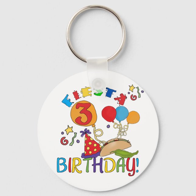 Porte-clés T-shirts et cadeaux Fiesta 3e anniversaire (Recto)