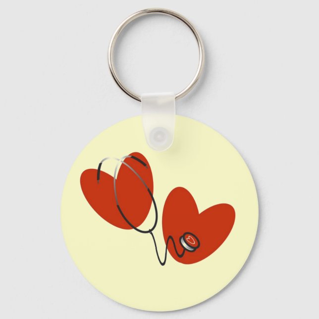 Porte-clés T-shirts et cadeaux Hearts and Stethoscope (Recto)