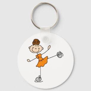Porte-clés T-shirts et cadeaux oranges de patineur artistique