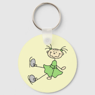 Porte-clés T-shirts et cadeaux verts de patineur artistique