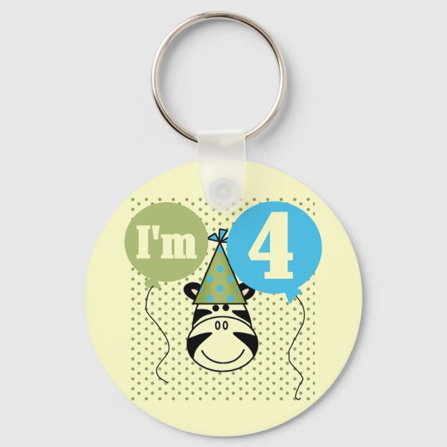 Porte-clés T-shirts et cadeaux Zebra 4e anniversaire (Recto)