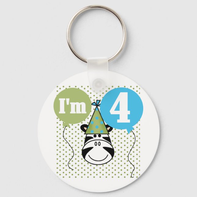 Porte-clés T-shirts et cadeaux Zebra 4e anniversaire (Recto)