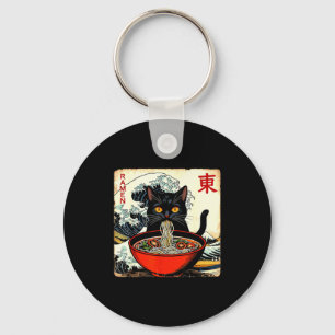Porte-clés T-shirts graphiques drôles japonais Ramen de chat