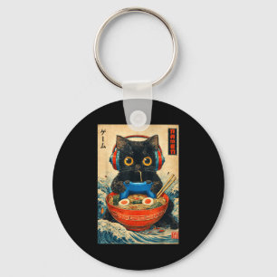 Porte-clés T-shirts graphiques drôles japonais Ramen de chat