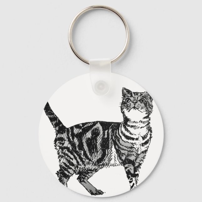 Porte-clés Tabby Cat illustration Cute Cats Tabbies Cadeau (Recto)