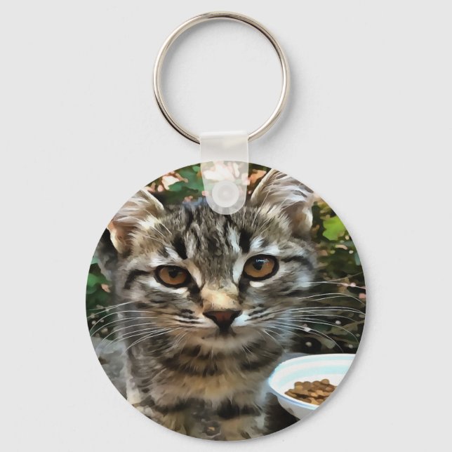 Porte-clés Tabby Cat Kitten Faire contact visuel (Recto)