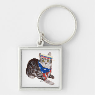 Porte-clés Tabby Cat Patriotique Américain Shorthair