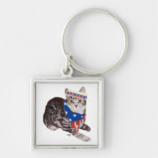 Porte-clés Tabby Cat Patriotique Américain Shorthair