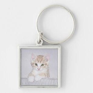 Porte-clés Tabby Orange Kitten Peinture - Art Chat original