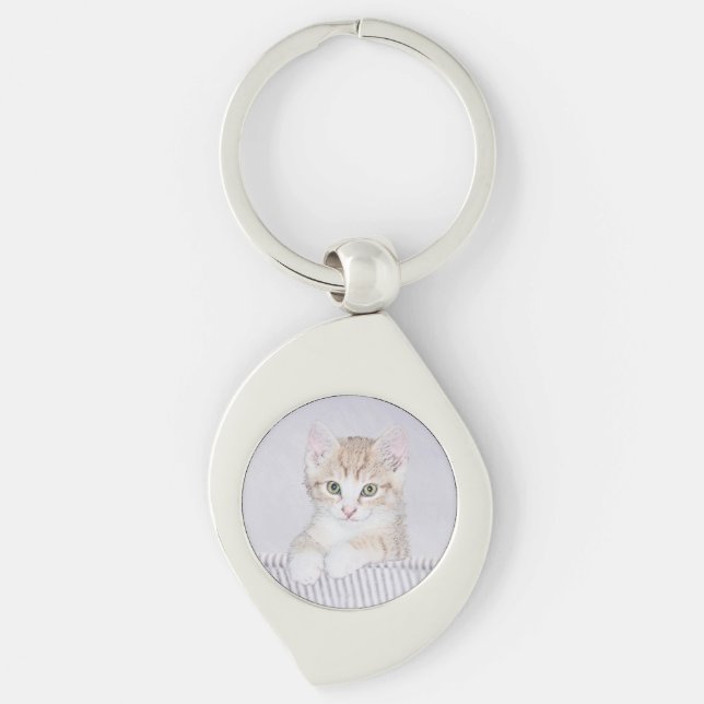Porte-clés Tabby Orange Kitten Peinture - Art Chat original (Devant)