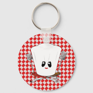 Porte-clés Table de pique-nique avec chapeau de chef féminin 