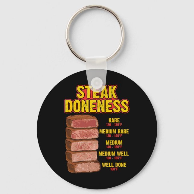 Porte-clés Tableau de guide de cuisson du steak BBQ Chef Vian (Recto)