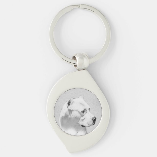 Porte-clés Tableau Dogo Argentino - Art Chien original (Devant)