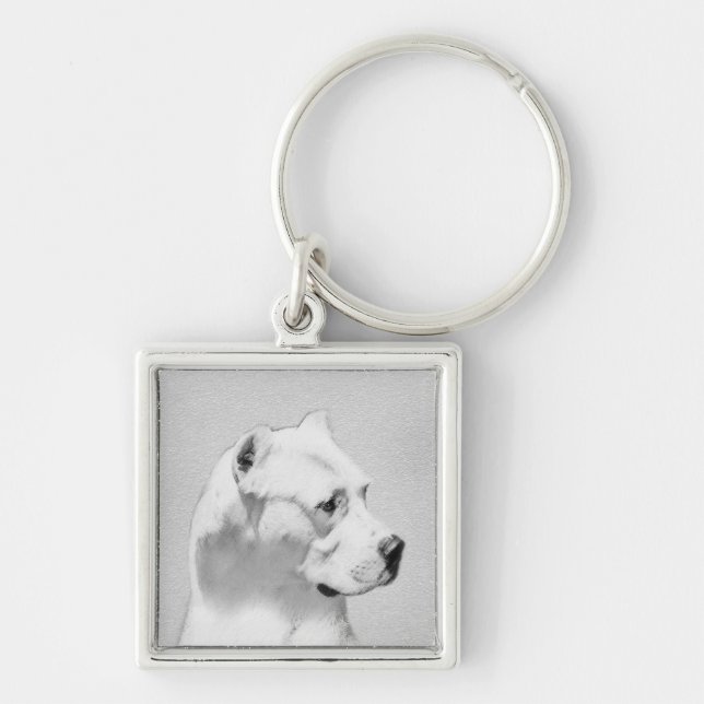 Porte-clés Tableau Dogo Argentino - Art Chien original (Devant)