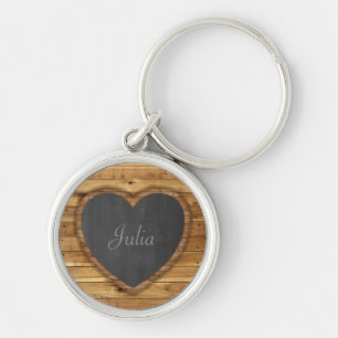 Porte-clés Tableau en bois Texture Graphique Cartouche Coeur