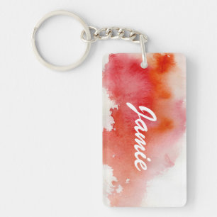 Porte-clés Tache rouge, peint à la main abstrait d'aquarelle