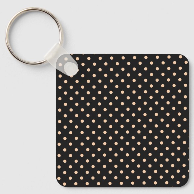 Porte-clés Taches pêche abricot sur fond noir (Recto)