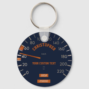Porte-clés Tachymètre bleu sur le porte - clé de tableau de