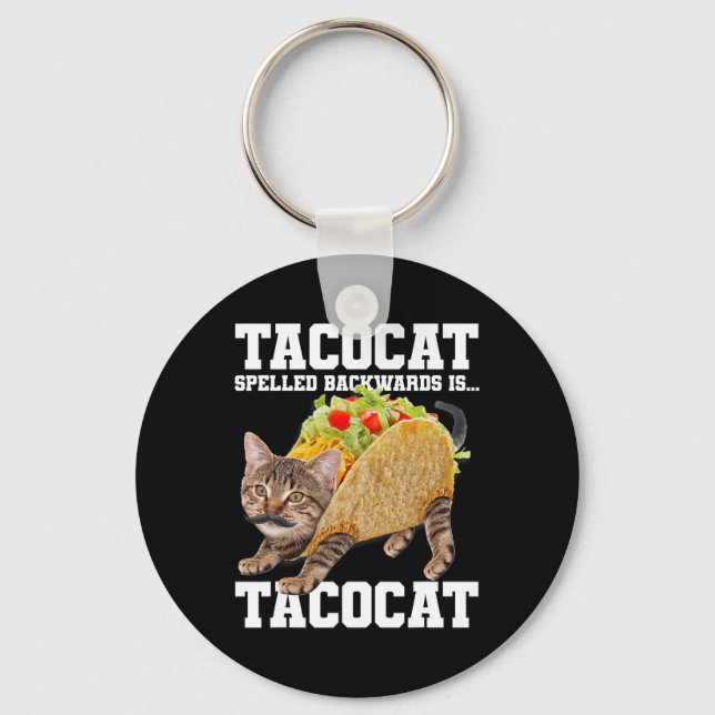 Porte-clés Taco Chat Écrit À L'Arrière Est Tacocat Mème Silly (Recto)
