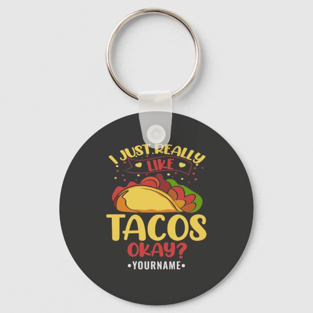 Porte-clés Taco Funny Dit Que J'Aime Vraiment Les Tacos (Recto)