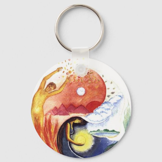 Porte-clés Taijitu illustrant la polarité (Recto)