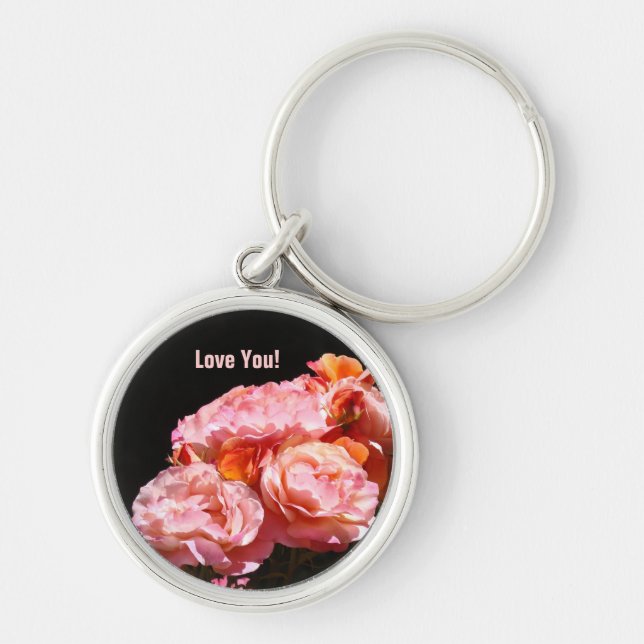 Porte-clés T'aime ! Fleurs de rose rose roseau à clé Roses (Devant)