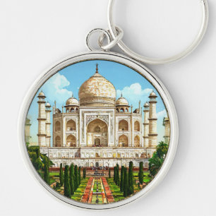 Porte-clés Taj Mahal iconique dans un cadre circulaire orné