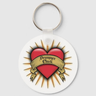 Porte-clés Tambour de coeur de tatouage