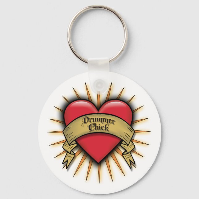 Porte-clés Tambour de coeur de tatouage (Recto)
