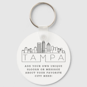 Porte-clés Tampa, Floride Stylisé Skyline   Slogan personnali