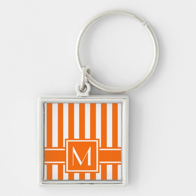 Porte-clés Tangerine Grille moderne avec Monogramme (Devant)