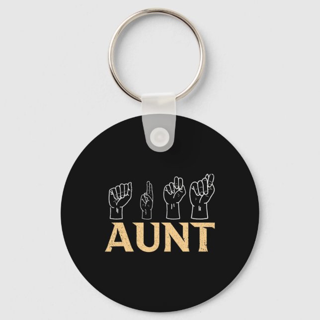 Porte-clés Tante ASL American Sign Language Interprète Sourd  (Recto)