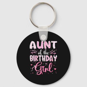 Porte-clés Tante de la fille de l'anniversaire féminine rose 