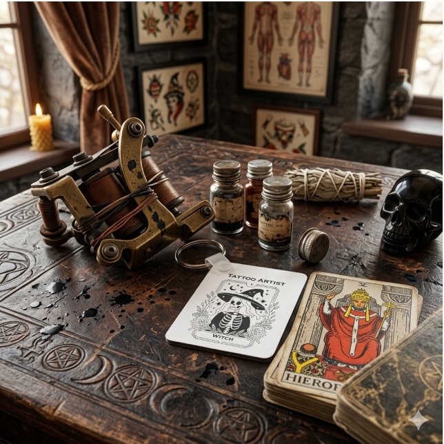 Porte-clés Tarot Gothique Mystique Squelette Céleste (Mystic Gothic Tarot Skeleton Celestial Keychain )