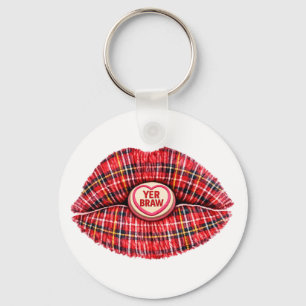 Porte-clés Tartan Cadeau Écossais Lèvres Amour Art Pop