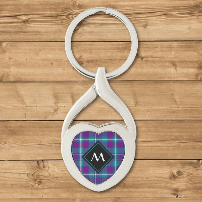 Porte-clés Tartan vert de mer, violet et bleu (Créateur téléchargé)