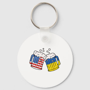 Porte-clés Tasse à bière du drapeau américain ukrainien Patri