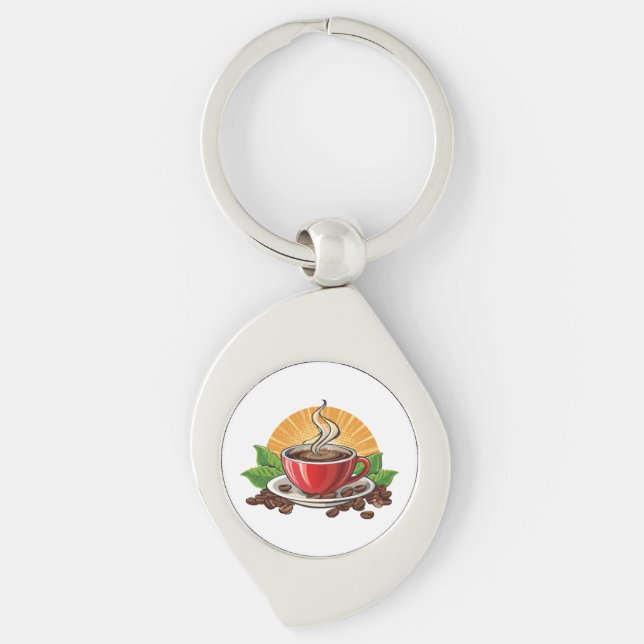 Porte-clés Tasse à café rouge (Devant)