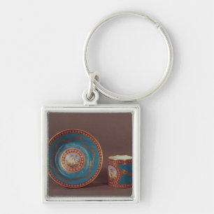 Porte-clés Tasse et soucoupe de café de celeste de bleu de