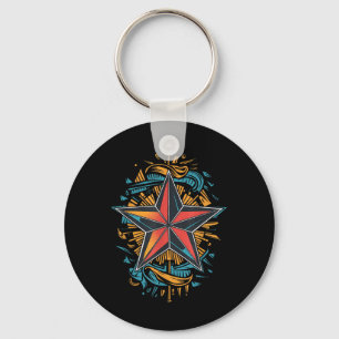 Porte-clés Tatouage étoile nautique symbole marin nautique Co